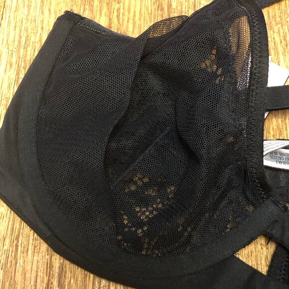 NWOT Body by Victoria Victoria’s Secret Black Lace Unlined Lace Demi Bra 34DD - Picture 10 of 14